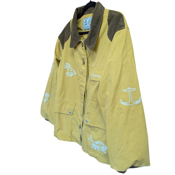 Sea New York Clyde Barn Jacket Embroidered Cotton Chore Mustard XL Corduroy - Picture 5 of 7